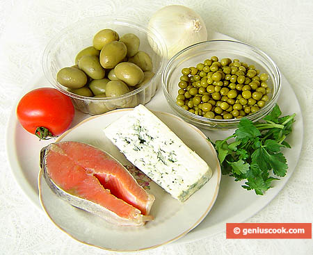 Ingredienti per antipasto di trota marinata e gorgonzola