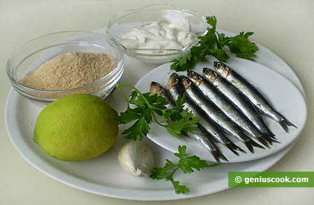 Ingredienti per le alici ripiene gratinate